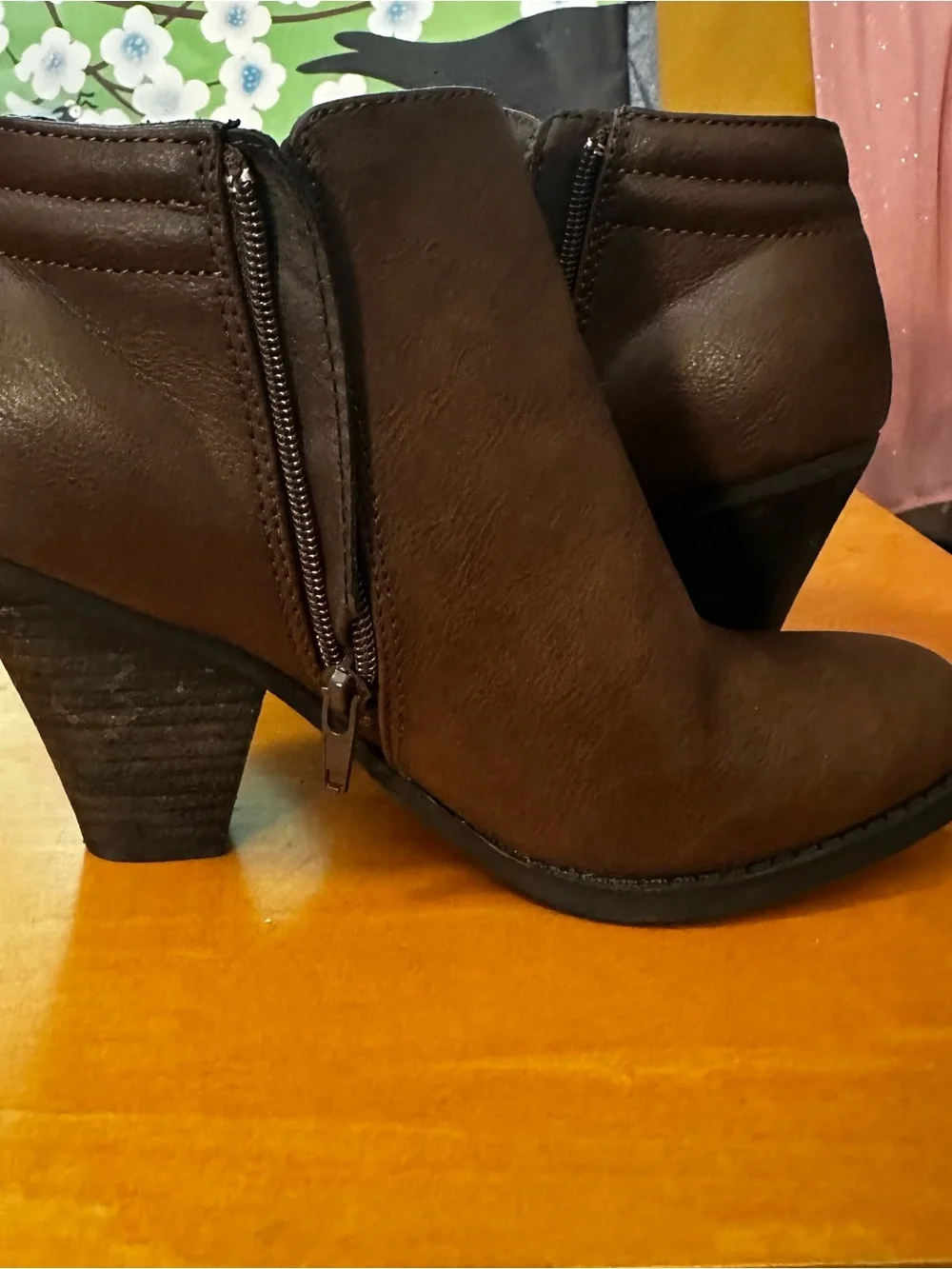 Classic Brown Women’s Ankle Booties - Sleek Side Zip Design
